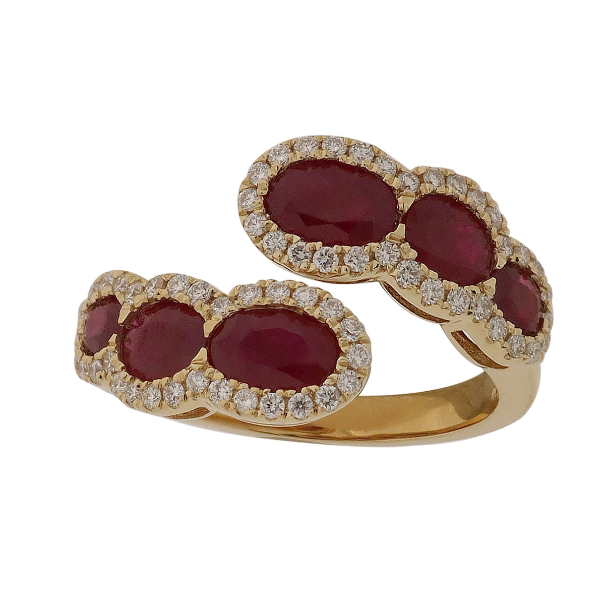 18K Yellow Gold Diamond and Oval Ruby Ring
