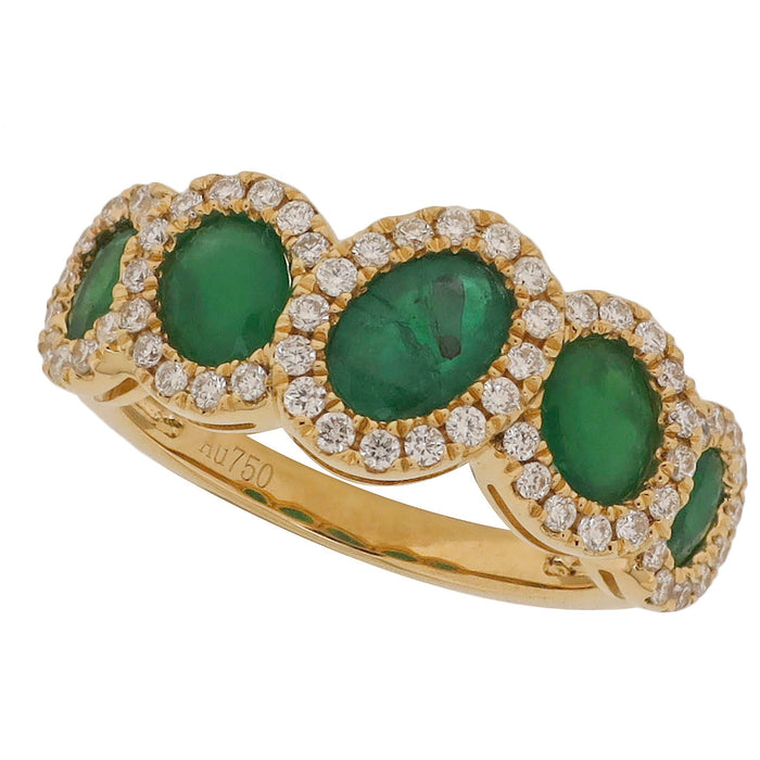 Anillo curvo de oro amarillo con diamantes