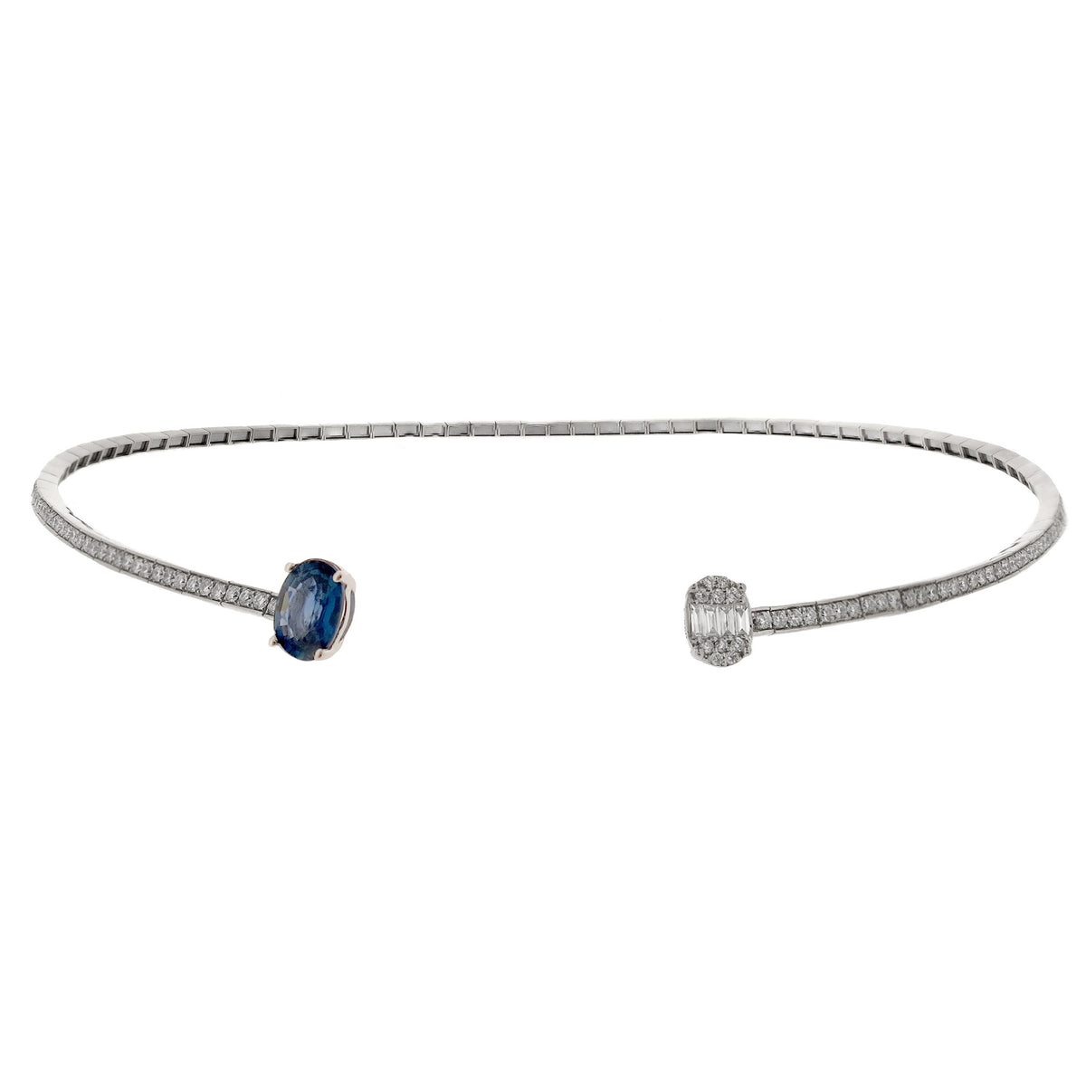 18K White Gold with Sapphire and Diamond Bangle