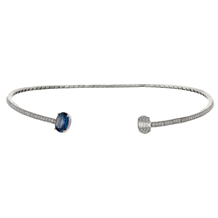 18K White Gold with Sapphire and Diamond Bangle