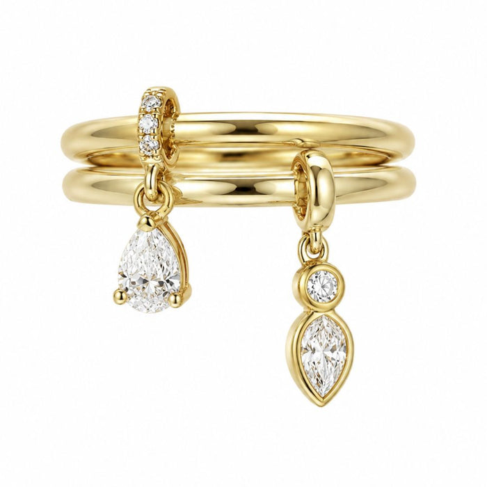 14K Yellow Gold & Diamond Charms Rings