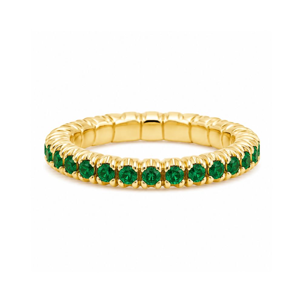 Anillo curvo de oro amarillo con diamantes