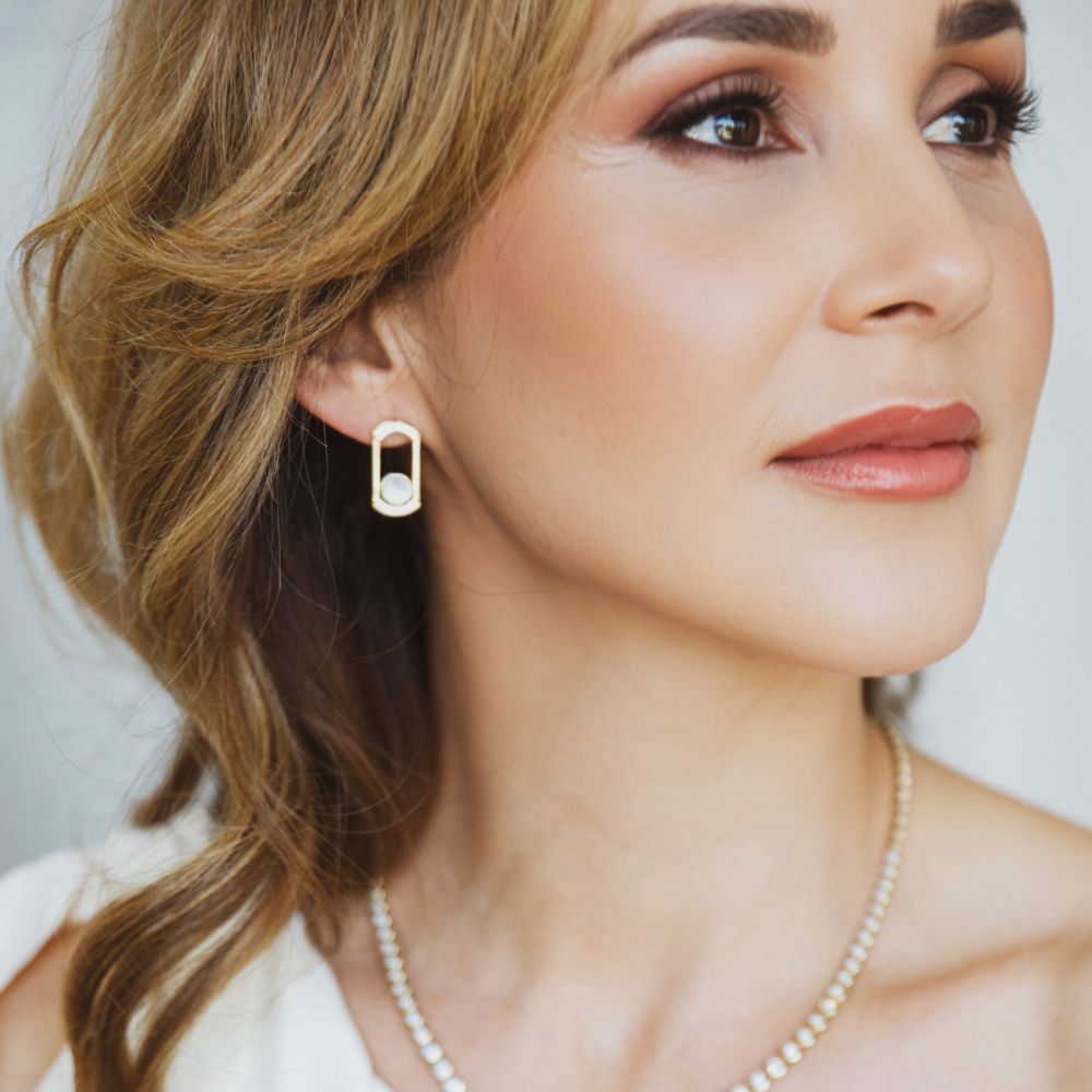 Set Mother of Pearl & Diamonds Earrings & Ring