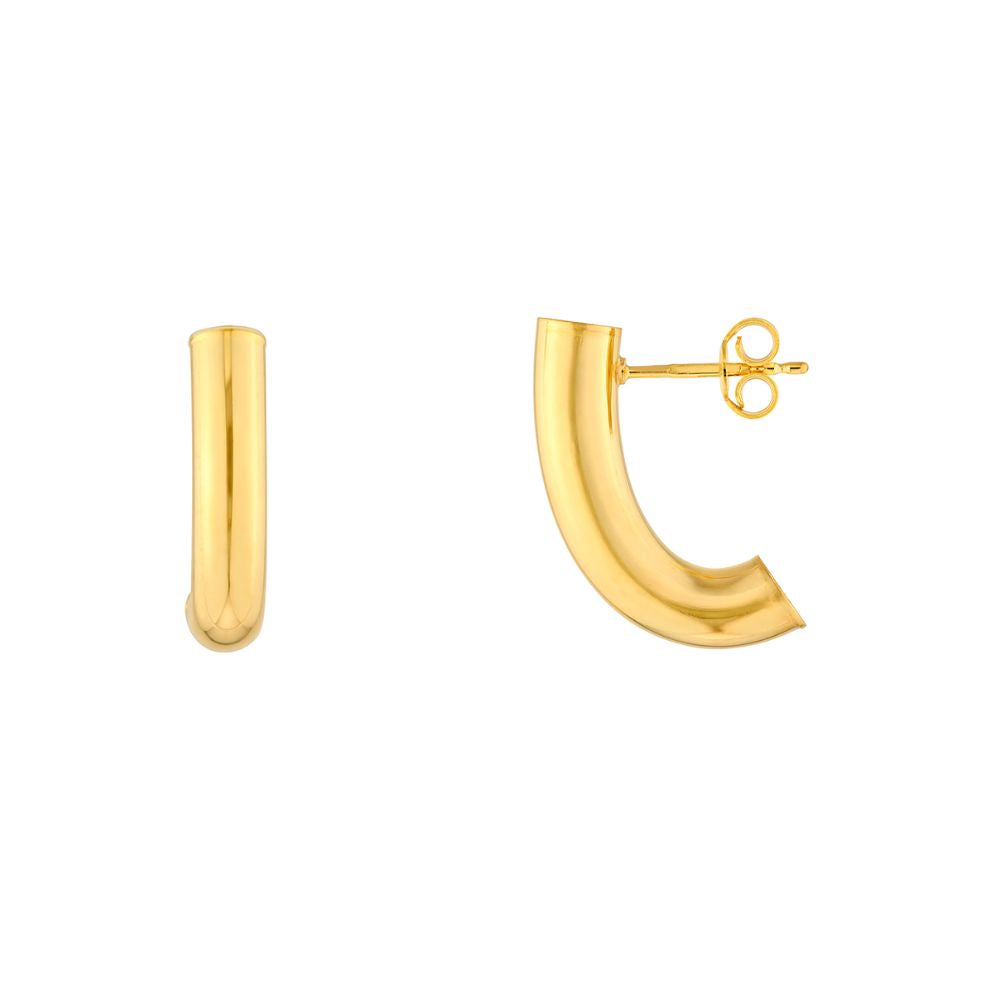 14K Yellow Gold Round "J" Hoop Earrings