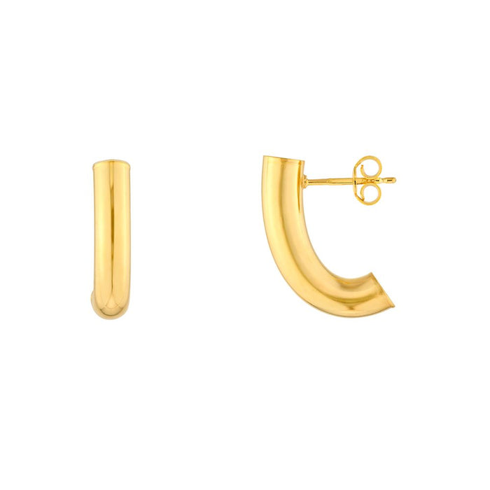 14K Yellow Gold Round "J" Hoop Earrings