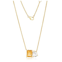 White Topaz & Citrine Pendant with 14K Yellow Gold Necklace