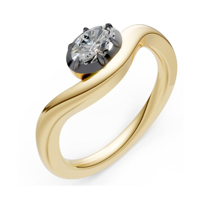 1 4K Yellow Gold Curved with Georgian Style Diamond Ring