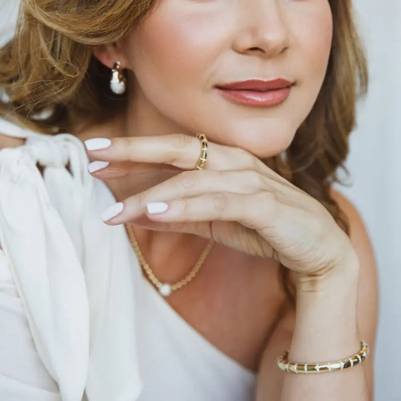 Diamond Stretchy Striped 14K Yellow Gold Bracelet