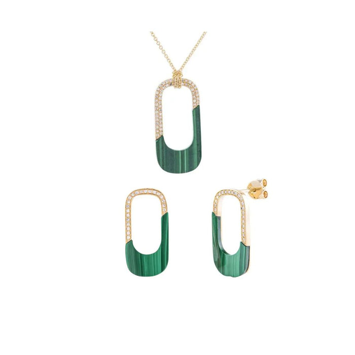 Set Malachite & Diamond Necklace & Earrings