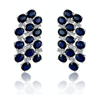 Blue Sapphire & Diamond Cascade Earrings