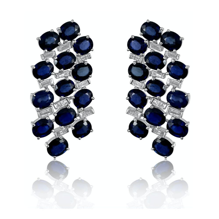 Blue Sapphire & Diamond Cascade Earrings