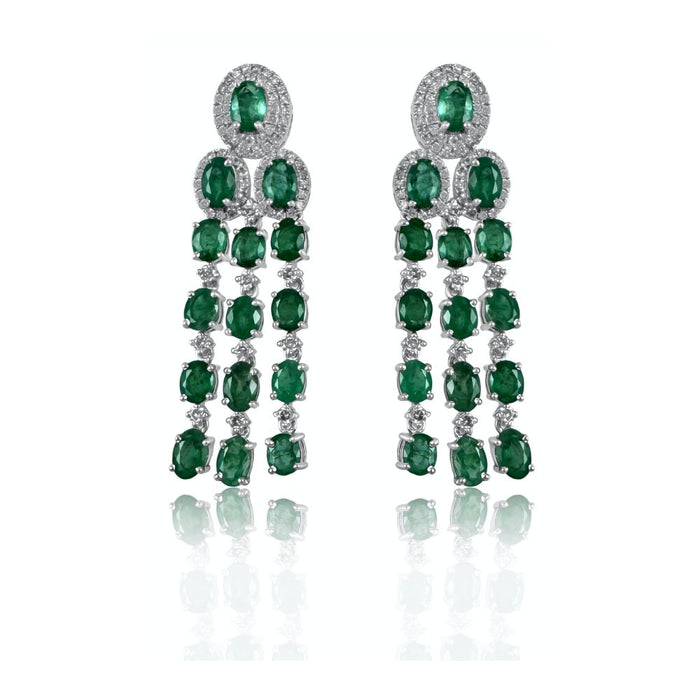 Long Emerald & Diamond Earrings