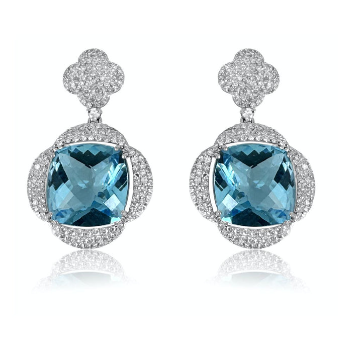 Swiss Blue Topaz & Diamond Earrings
