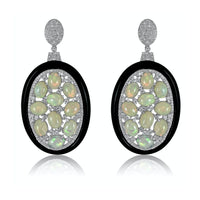 Aretes largos de ópalo etíope con diamantes