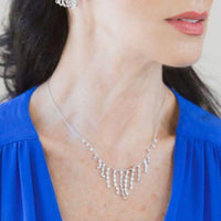 14K White Gold Cascade Diamond Necklace