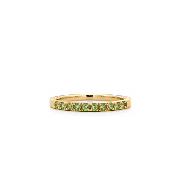 Anillo peridoto piedra de nacimiento en agosto con oro amarillo de 14 quilates