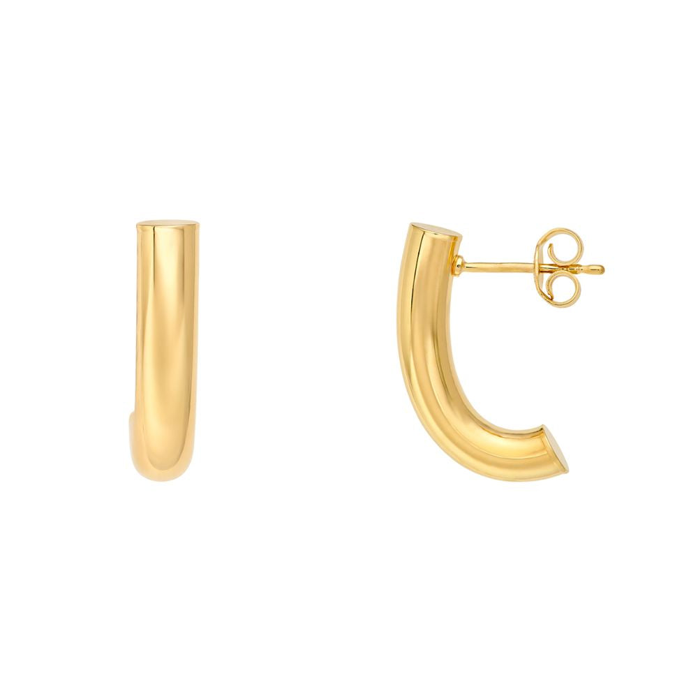 14K Yellow Gold Small Round "J" Hoop Earrings
