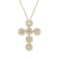 Diamond Cross Pendant on 18K Yellow gold Necklaces