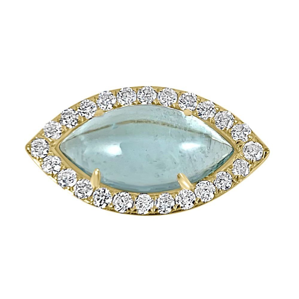  Aquamarine & Diamond Ring in 18K Yellow Gold  18K Yellow Gold weight: 5.5 grams Aquamarine: 7.30 ct Diamond: 0.94 ct