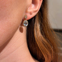 Aquamarine & Diamond with  18K Yellow Gold Earrings