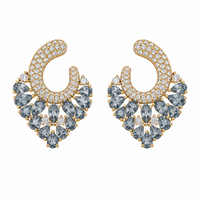 Aquamarine & Diamonds Unique with Yellow Gold Earrings
