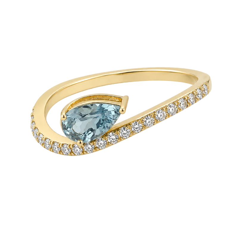 Aquamarine & Diamond Wavy Rings