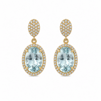 Aquamarine & Diamond with  18K Yellow Gold Earrings