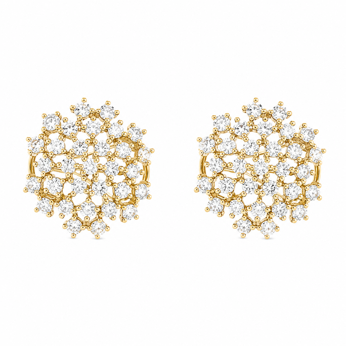 14K Yellow Gold & Diamonds Circle Earrings