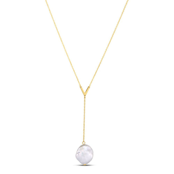 Pearl Lariat with 14K Yellow Gold Necklaces. Carefully curated into the Everyday Designs. 