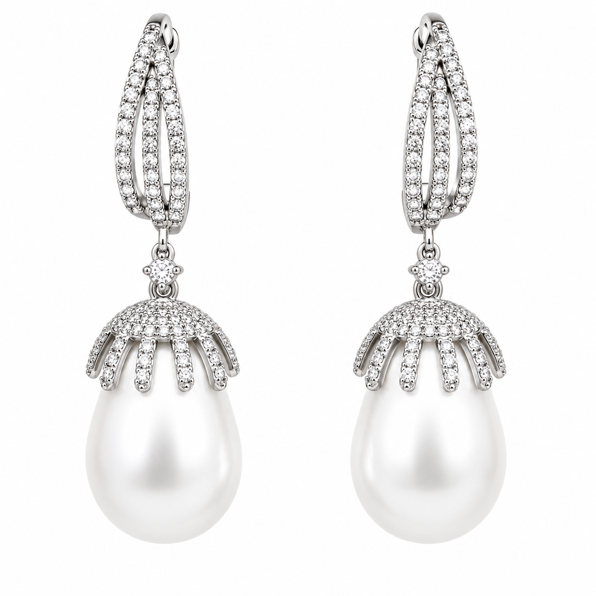 Aretes de perlas barrocas con diamantes