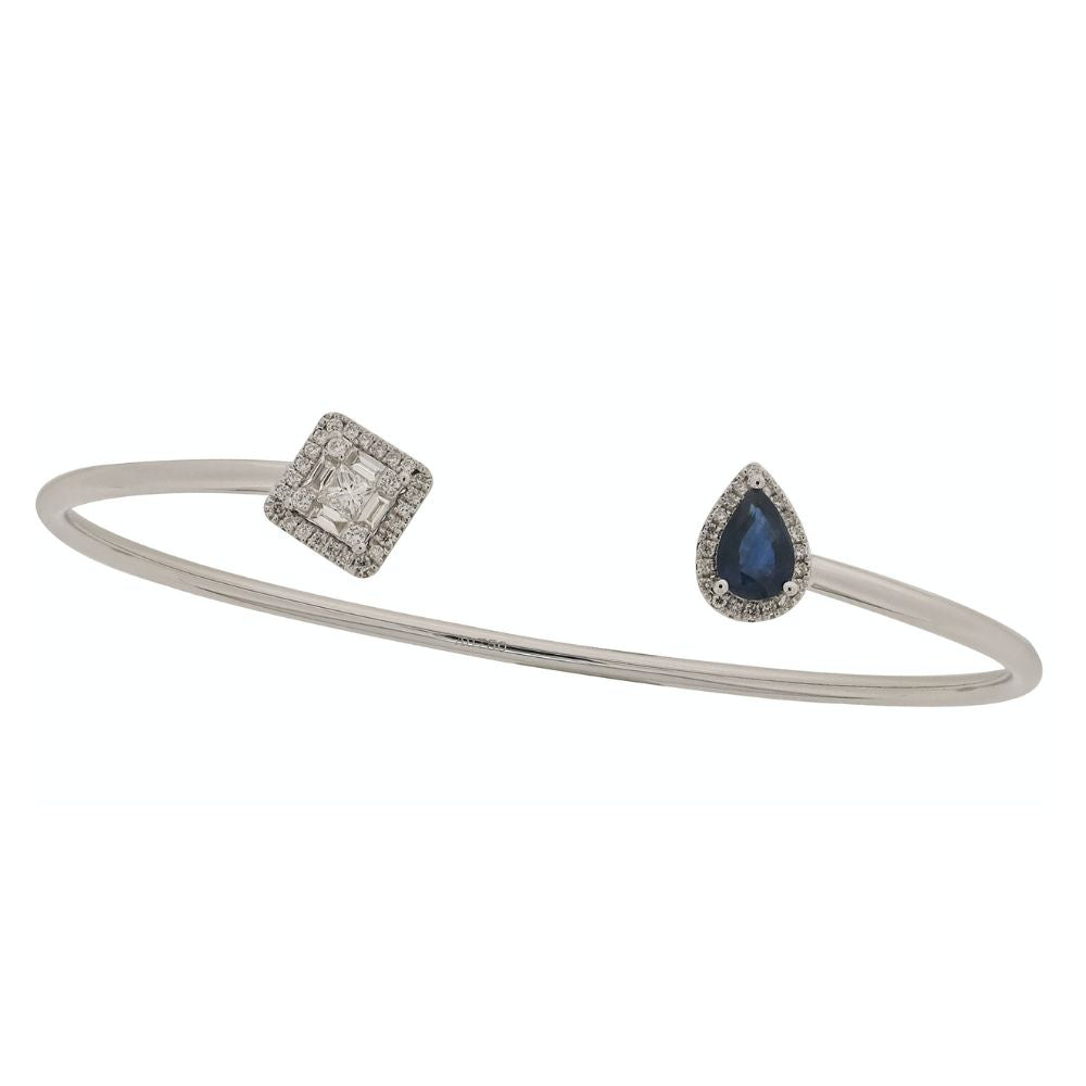 Blue Sapphire Drop & Baguette Diamond with 18K Yellow Gold Bracelets, use your favorite and wear it every day. 
