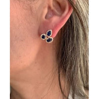 Blue Sapphire Trio with 14K Yellow Gold Stud Earrings.
