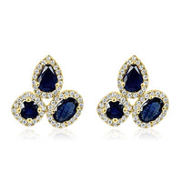 Blue Sapphire Trio.  14K Yellow Gold: 4.10 g 102 Diamond: 0.51 ct 6 Blue Sapphire: 2.74 ct