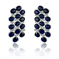 Blue Sapphire & Diamond Cascade Earrings