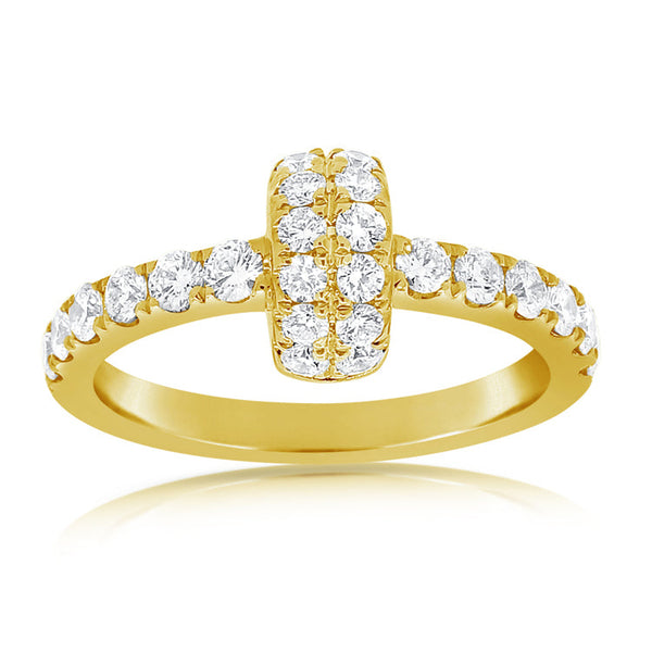 Center Nail Diamond with 14K Yellow Gold Rings.  14K Yellow Gold weight: 3.32 grams 26 Diamond: 0.82 ct