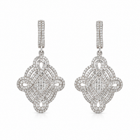 Aretes vintage con oro blanco y diamantes