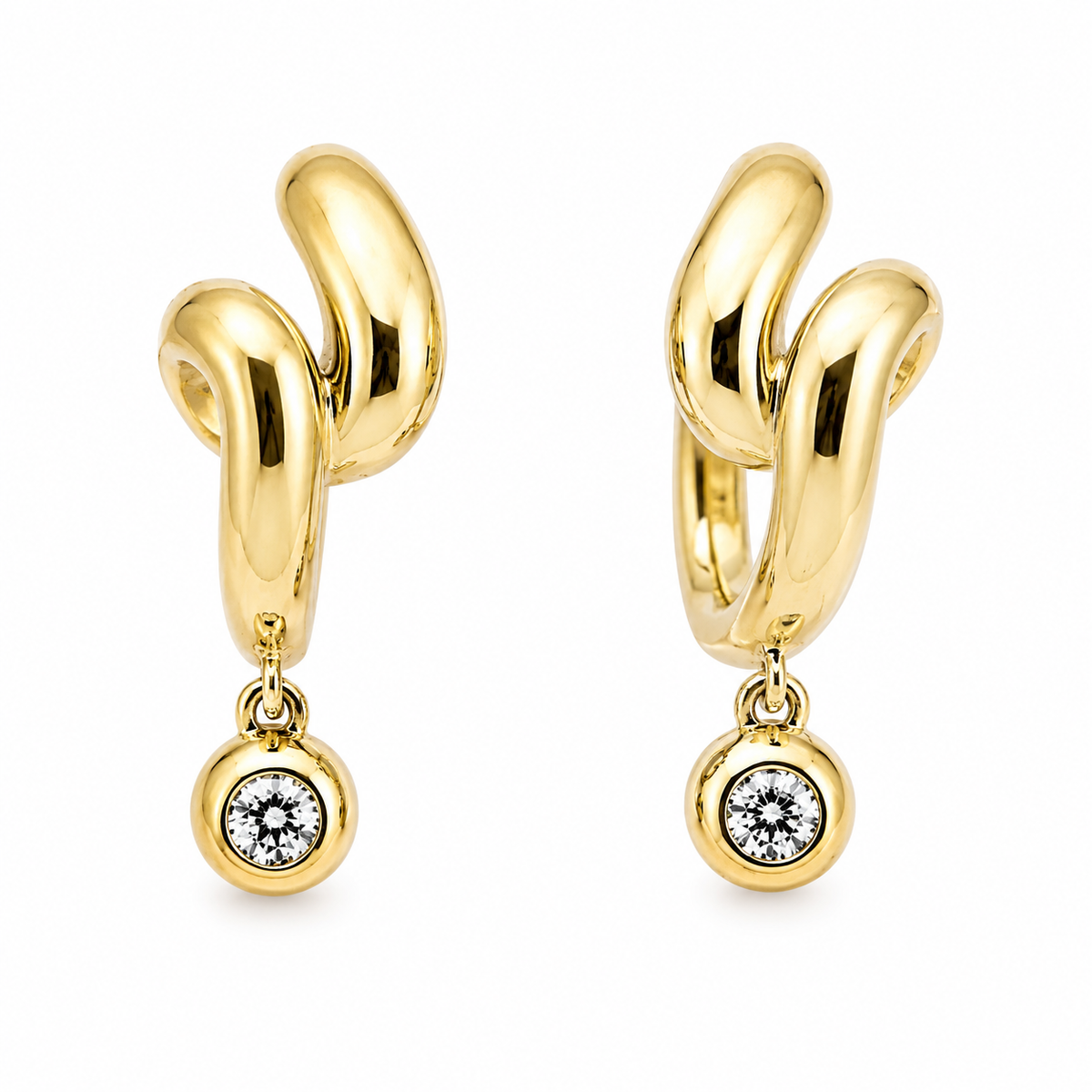 Knot Drop Yellow Gold with Diamond Earrings