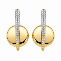 Yellow Gold Circle with Diamonds Earrings