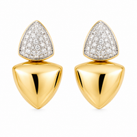 Yellow Gold Triangle Drop with Diamonds Earrings