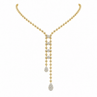 14K Yellow Gold & Diamonds Double Lariat Necklace