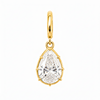 Pear Cut Lab Diamond on 14K Yellow Gold Charm