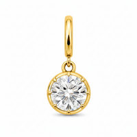 Round Cut Lab Diamond on 14K Yellow Gold Pendant