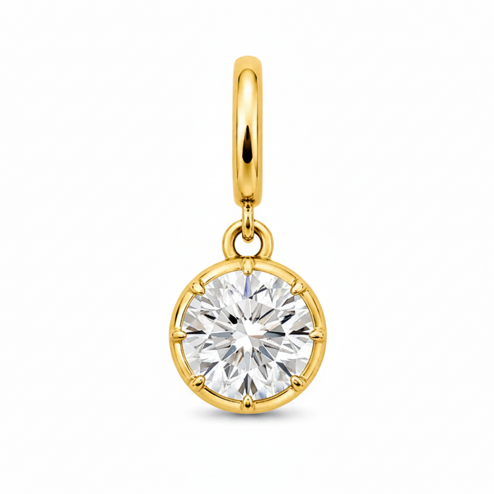 Round Cut Lab Diamond on 14K Yellow Gold Pendant