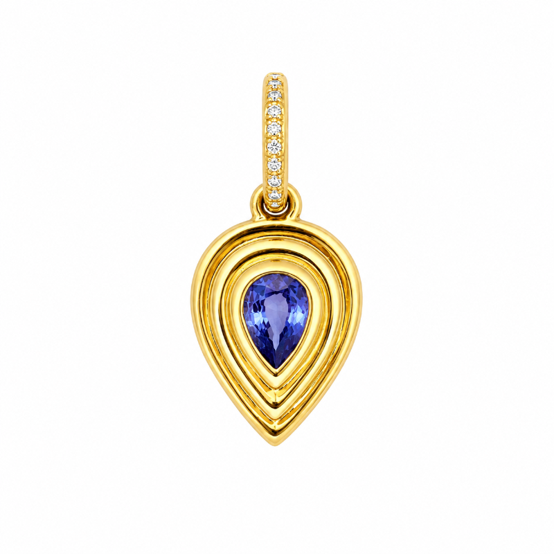 Blue Sapphire on 14K Yellow Gold Pendant