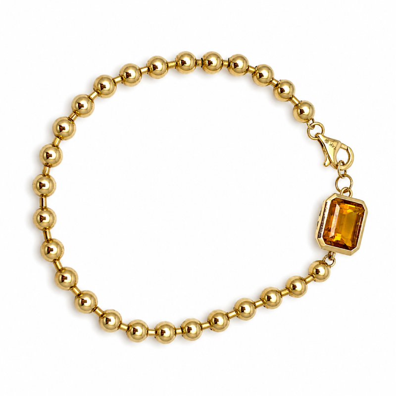 Pulsera con cuentas de oro amarillo de 14 quilates y citrina 