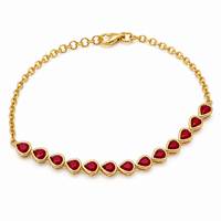 14K Yellow Gold and Ruby Chain Bracelet