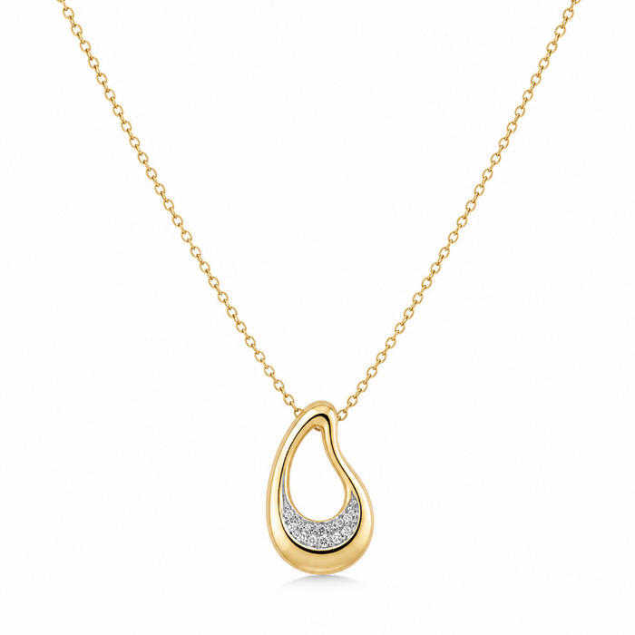 14K Yellow Gold & Diamond Bean Design Necklaces