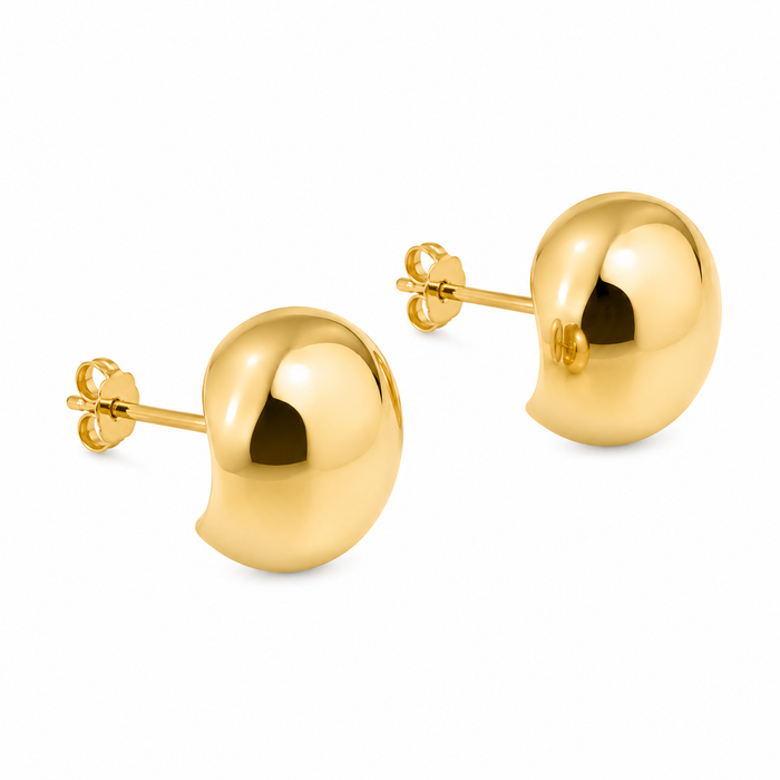 14K Yellow Gold Round Dome Earrings
