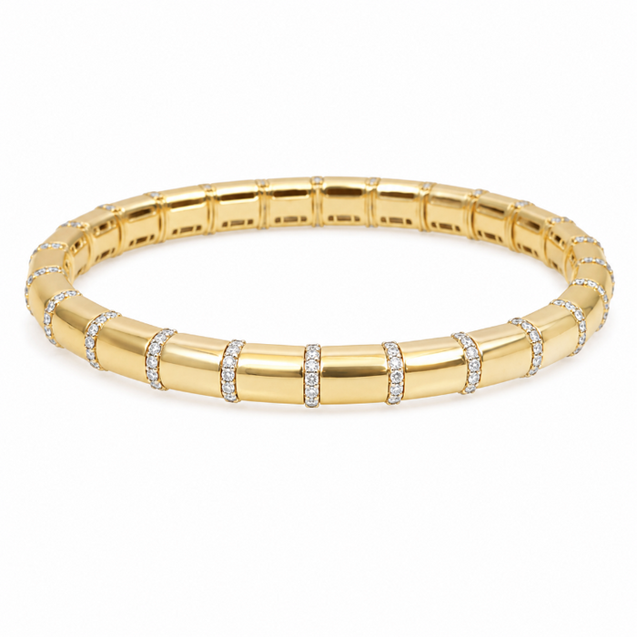 Pulsera elástica de oro amarillo y diamantes