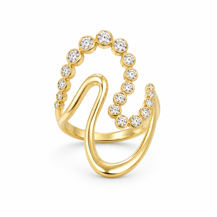 14K Yellow Gold & Diamond Unique Ring